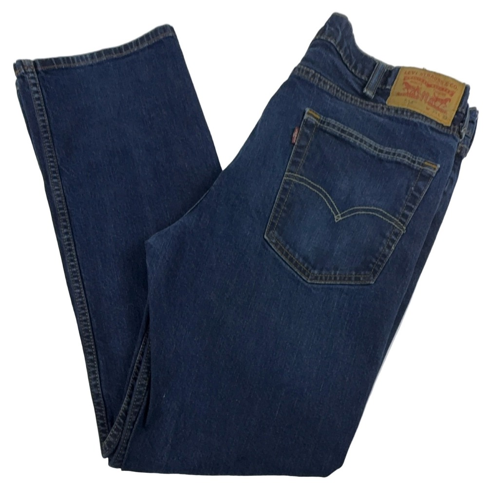 Levi's 514 Men's Blue Straight Leg Stretch Jeans W38 L32 Mid Rise Zip Fly
